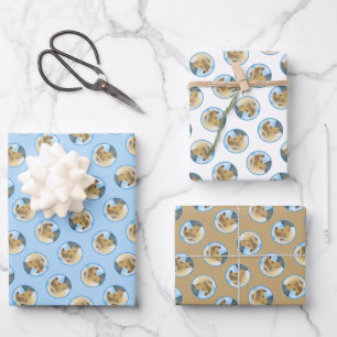 Collie Painting Rough Sable Merle Original Dog Art Wrapping Paper Sheet