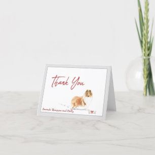 Collie Pet Dog Personalise Bone Ribbon     Thank You Card