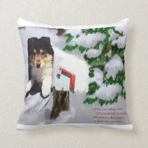 Collie Puppy Christmas Mailbox Cushion