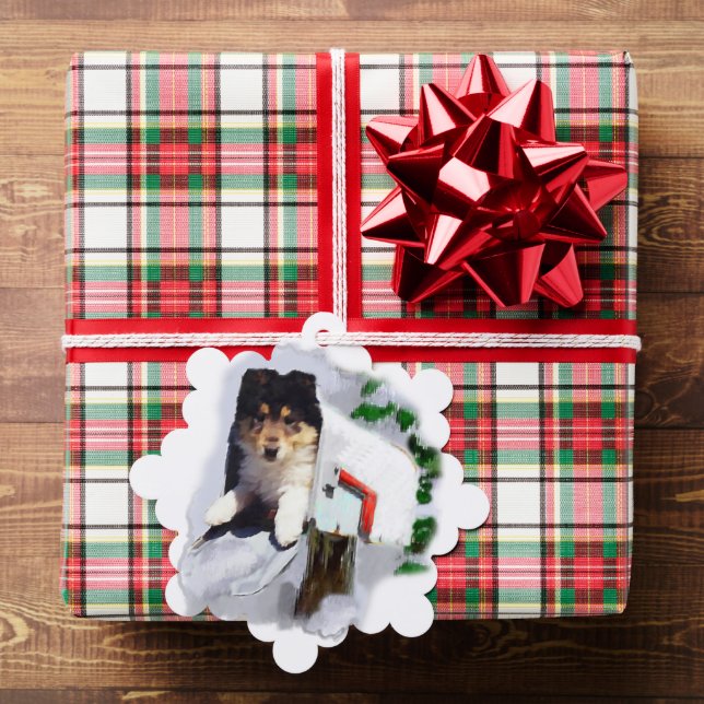 Collie Puppy Christmas Tree Decoration Card (Insitu (Gift))