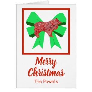 Collie Rough Christmas Dog & Green Bow Christmas