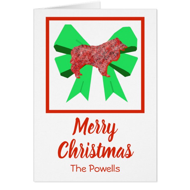 Collie Rough Christmas Dog & Green Bow Christmas (Front)