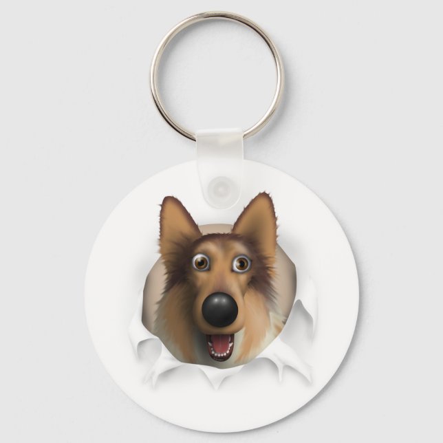 Collie (Rough Coat) Busting Out Key Ring (Front)