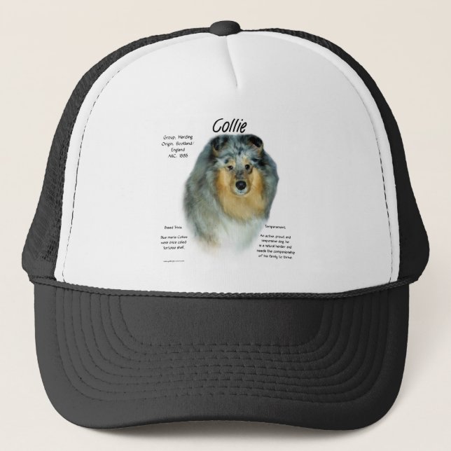 Collie (rough merle) History Design Trucker Hat (Front)