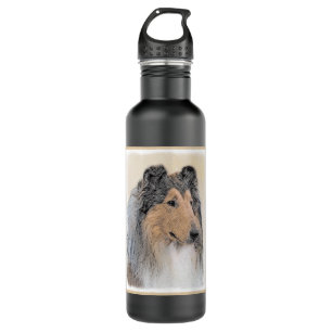 Collie (Rough) Painting - Cute Original Dog Art 710 Ml Water Bottle
