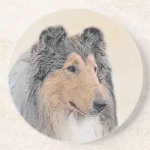 Collie (Rough) Painting - Cute Original Dog Art Coaster