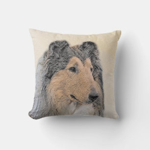 Collie (Rough) Painting - Cute Original Dog Art Cushion