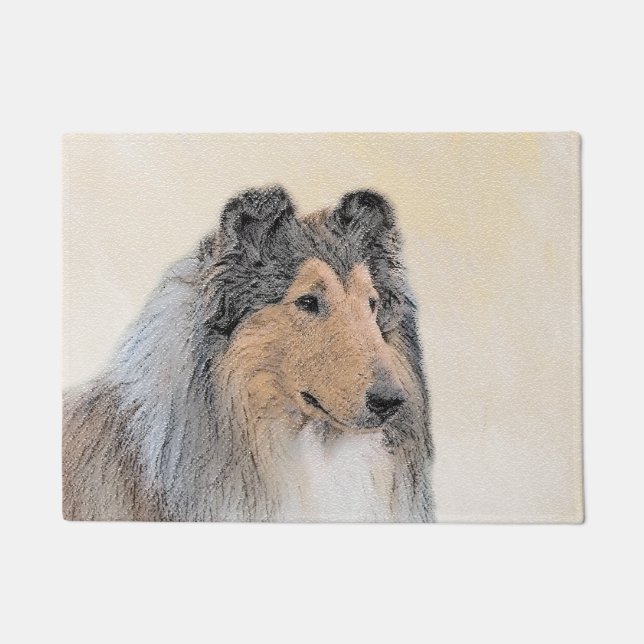 Collie (Rough) Painting - Cute Original Dog Art Doormat (Front)
