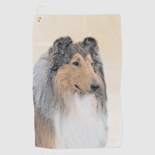 Collie (Rough) Painting - Cute Original Dog Art Golf Towel