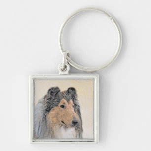 Collie (Rough) Painting - Cute Original Dog Art Key Ring