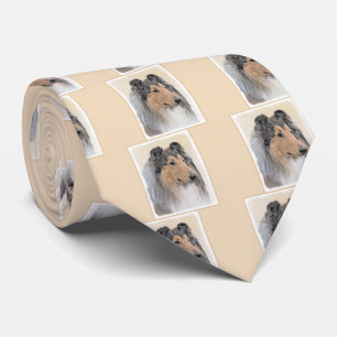 Collie (Rough) Painting - Cute Original Dog Art Tie