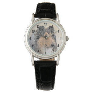 Collie (Rough) Painting - Cute Original Dog Art Watch