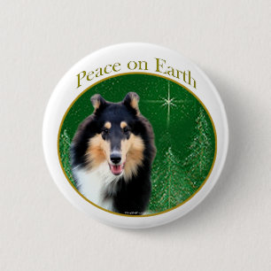 Collie (rough) Peace 6 Cm Round Badge