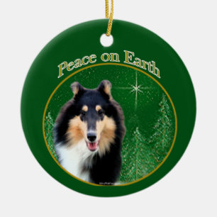 Collie (rough) Peace Ceramic Ornament