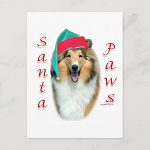 Collie (rough) Santa Paws Holiday Postcard