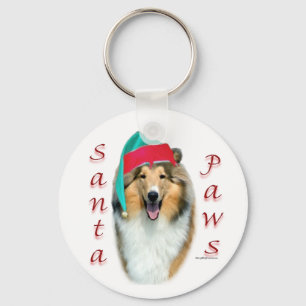 Collie (rough) Santa Paws Key Ring