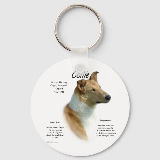 Collie (sable smooth) History Design Key Ring (Front)