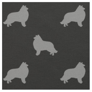 Collie Silhouettes Pattern Fabric