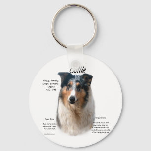 Collie (smooth merle) History Design Key Ring