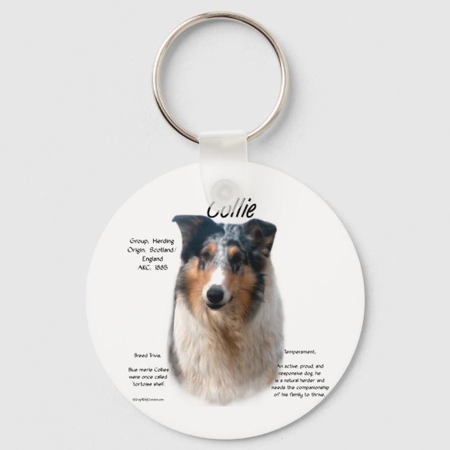 Collie (smooth merle) History Design Key Ring (Front)