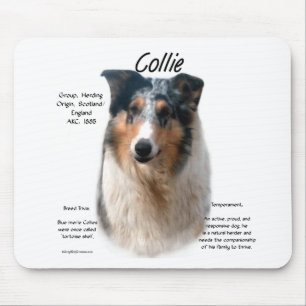 Collie (smooth merle) History Design Mouse Pad