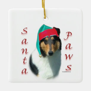 Collie (smooth) Santa Paws Ceramic Ornament
