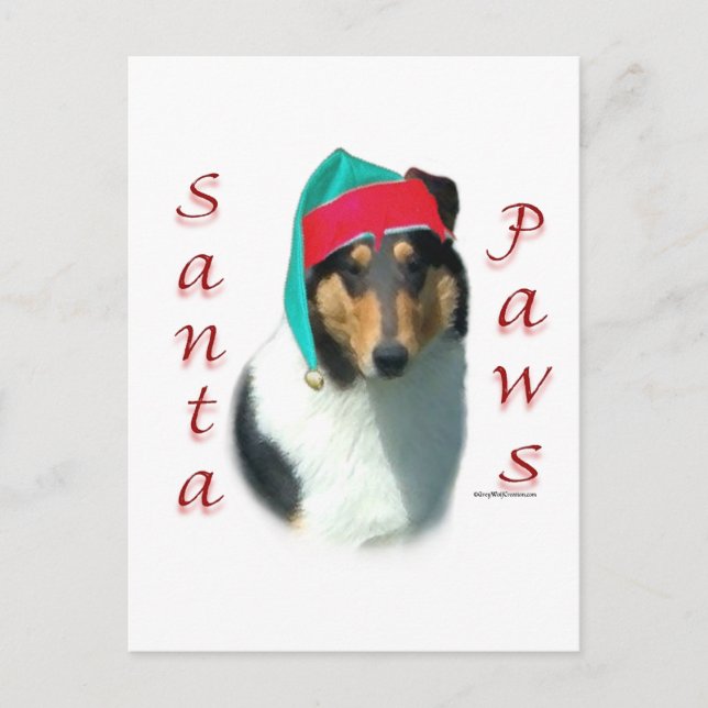 Collie (smooth) Santa Paws Holiday Postcard (Front)
