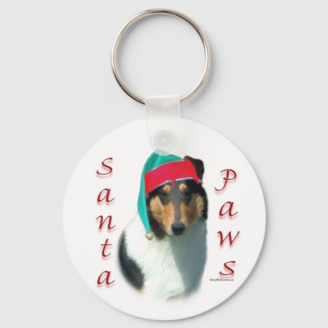 Collie (smooth) Santa Paws Key Ring (Front)