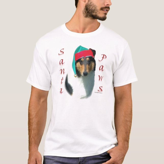 Collie (smooth) Santa Paws T-Shirt (Front)