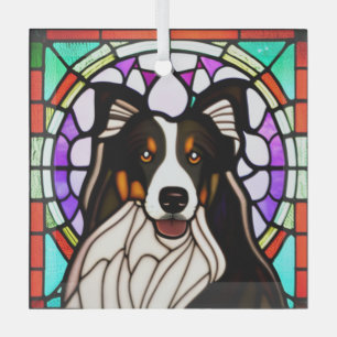 Collie "Stained Glass"  Glass Tree Decoration