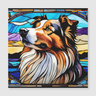 Collie Stained Glass look Magnetic Card
