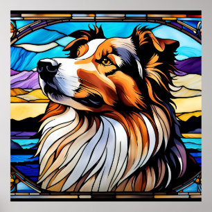 Collie Stained Glass look Poster