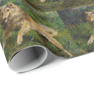 Collie Takes on a Frog by Hermine Biedermann Wrapping Paper