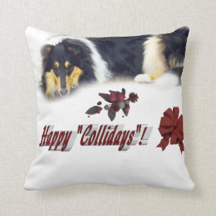 Collie Tri Colour Christmas Cushion