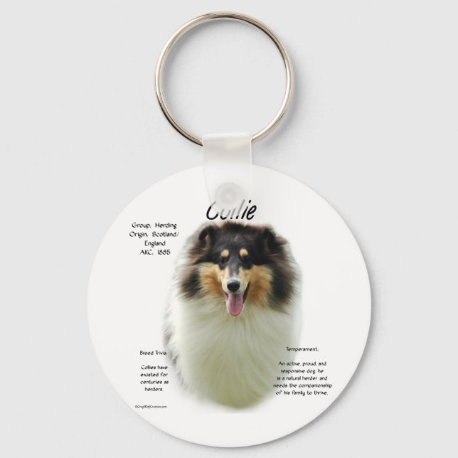 Collie (tri rough) History Design Key Ring (Front)