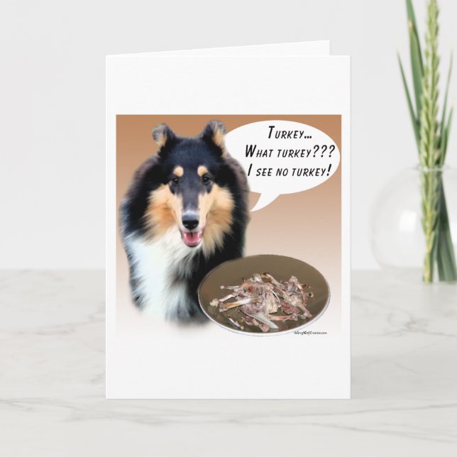 Collie Turkey Holiday Card (Front)