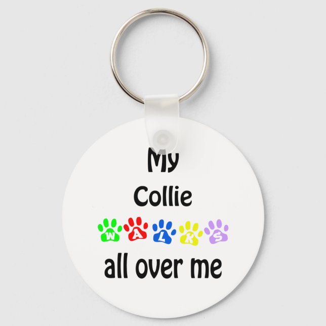 Collie Walks Design Key Ring (Front)