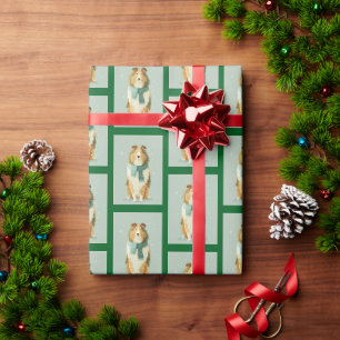 Collie Winter Pattern Wrapping Paper