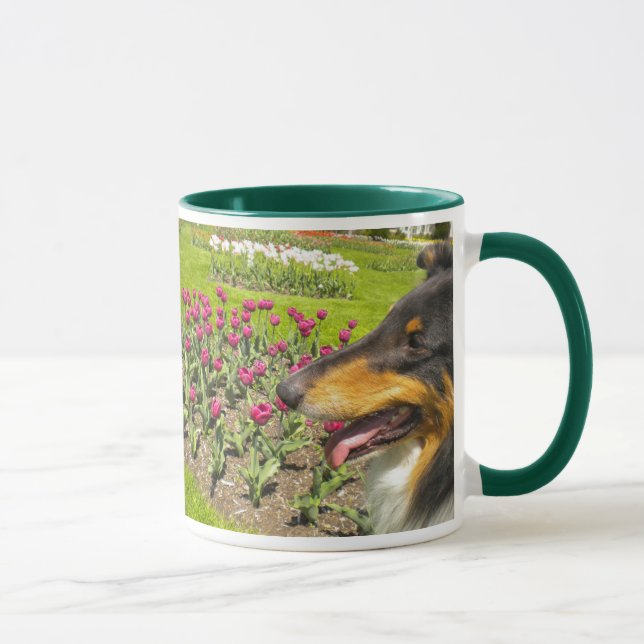 Collies and Tulips Mug (Right)