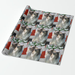 Collies Meet Santa Christmas Wrapping Paper