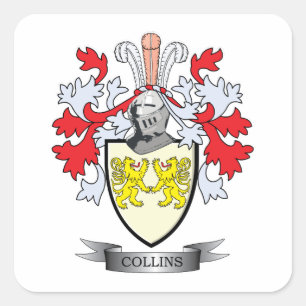 Collins Coat of Arms Square Sticker
