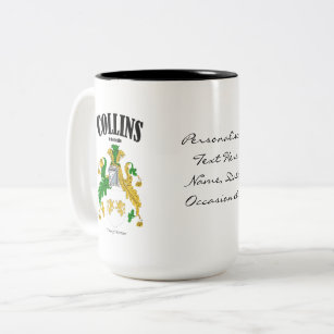 Collins Family Crest, Translation & Meaning Two-Tone Coffee Mug