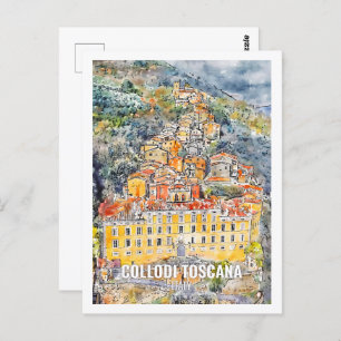Collodi Toscana Italy Travel Watercolor Sketch Postcard