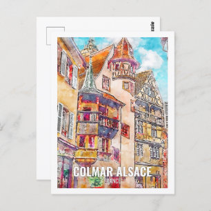Colmar Alsace France Travel Place Watercolor Postcard