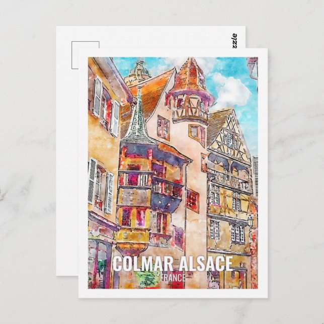 Colmar Alsace France Travel Place Watercolor Postcard (Front/Back)