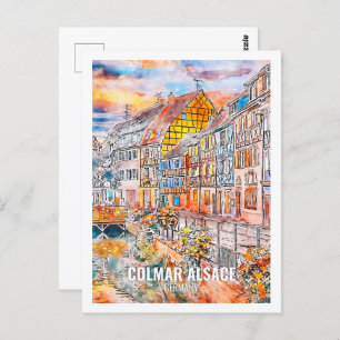 Colmar Alsace Germany Travel Place Watercolor Postcard