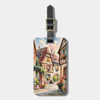 Colmar France Alsace Village Art Watercolor Travel Luggage Tag