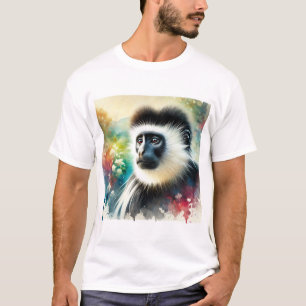Colobus Monkey 160724AREF250 - Watercolor T-Shirt