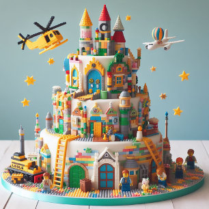 COLOFUL BLOCKS TOY THEMED KIDS BIRTHDAY CARD