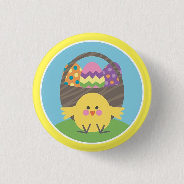 Coloful Chick and Easter Eggs Easter Party 3 Cm Round Badge (Front)